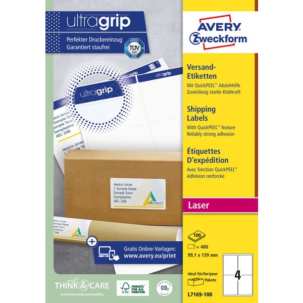 Etiket Avery L7169-100 99.1x139mm 400 stuks
