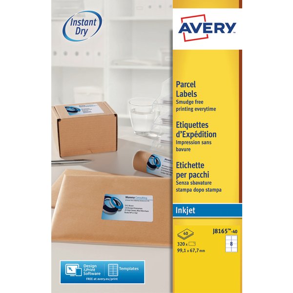 Etiket Avery J8165-40 99.1x67.7mm wit 320 stuks