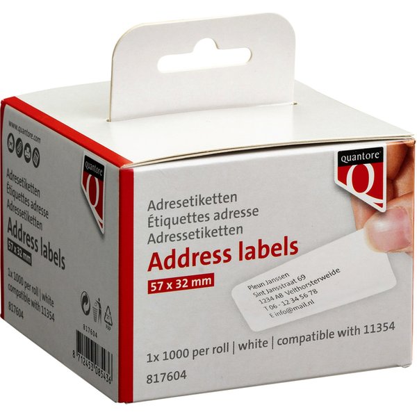 Labeletiket Quantore 11354 57mmx32mm adres wit 1000 stuks