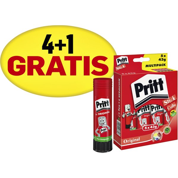 Lijmstift Pritt Stick Original 43gr promopack 4+1 gratis