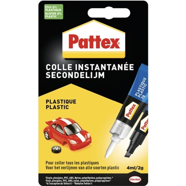 Secondenlijm Pattex all plastic tube 2 gram op blister