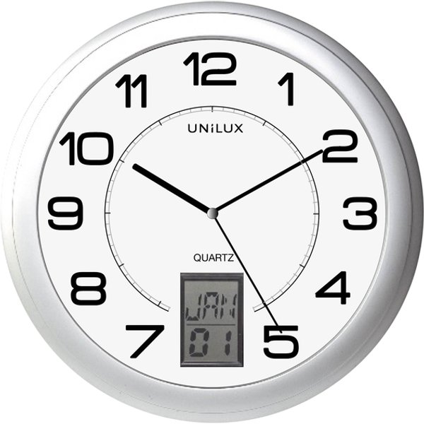 Wandklok Unilux Instinct Ø 30.5cm zilvergrijs/wit