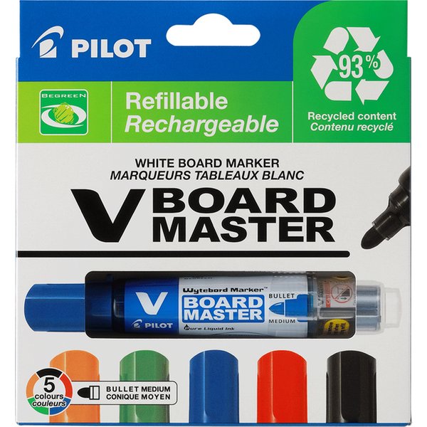 Whiteboardmarker PILOT Begreen rond medium assorti 5 stuks