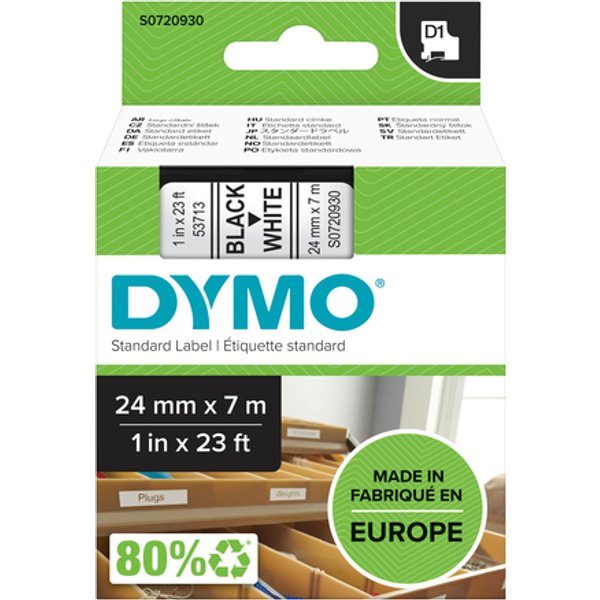 DYMO 53713 Labeltape Polyester Tapekleur: Wit Tekstkleur: Zwart 24 mm 7 m
