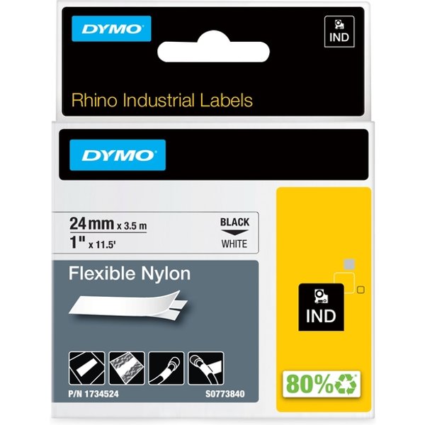 Etiketten DYMO IND RHINO 1734524 Tapekleur: Wit Tekstkleur:Zwart 24 mm 3.5 m
