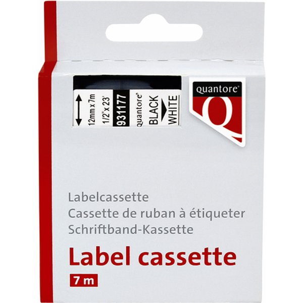 Labeltape Quantore 45013 12mmx7m zwart op wit