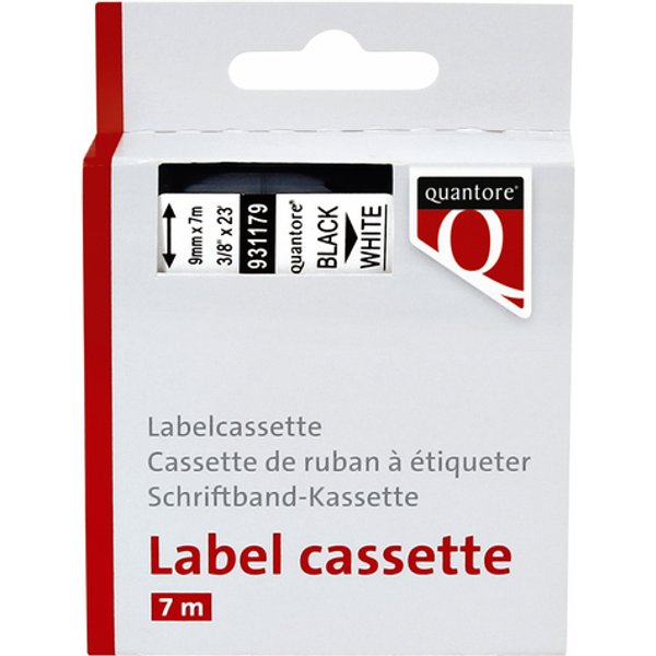 Labeltape Quantore 40913 9mmx7m zwart op wit