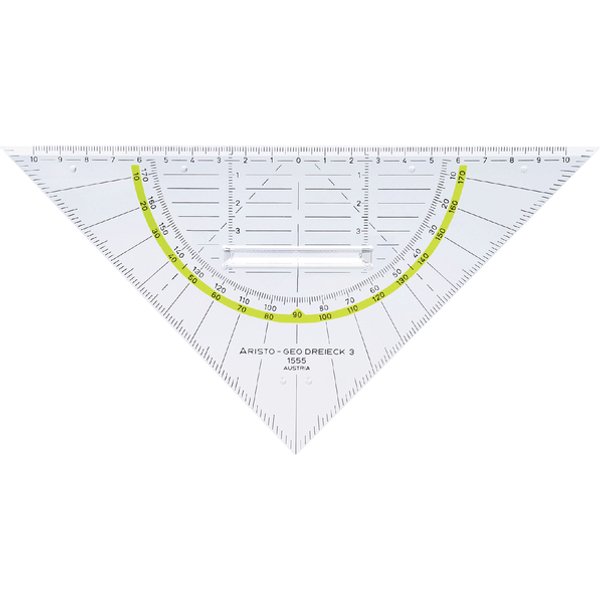 Geodriehoek Aristo 1555/2 225mm met greep transparant