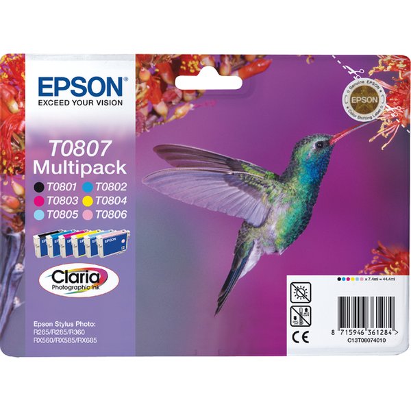 Inktcartridge Epson T0807 zwart + 5 kleuren