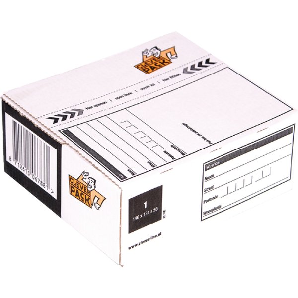 Postpakketbox 1 CleverPack 146x131x56mm wit pak à 25 stuks