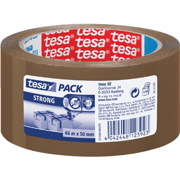 Verpakkingstape tesapack® Strong 66mx50mm PP bruin