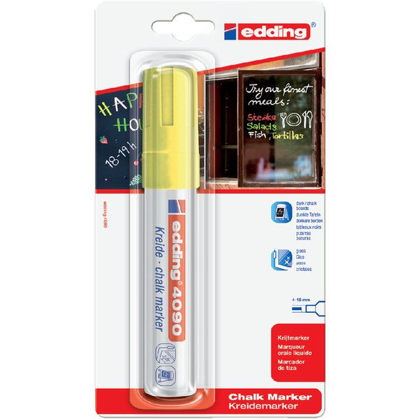 Krijtstift edding 4090 window schuin 4-15mm neon geel blister à 1 stuk