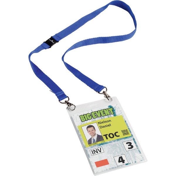 Badge Durable voor evenementen A6 met koord blauw 10 stuks