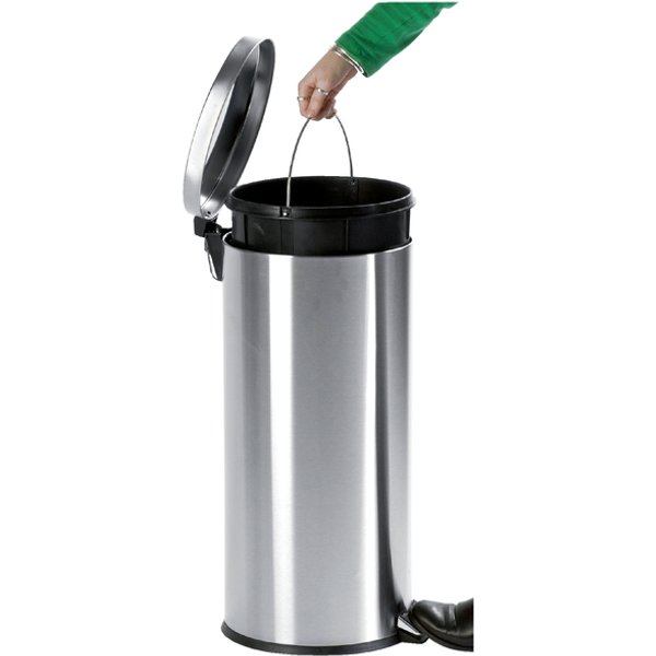 Afvalbak pedaalemmer RVS mat rond 30 liter
