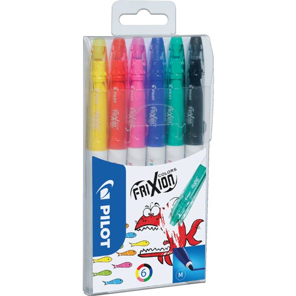 Viltstift PILOT friXion Colors medium assorti etui à 6 stuks