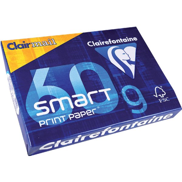 Kopieerpapier Clairefontaine Clairmail A4 60gr wit 500 vel
