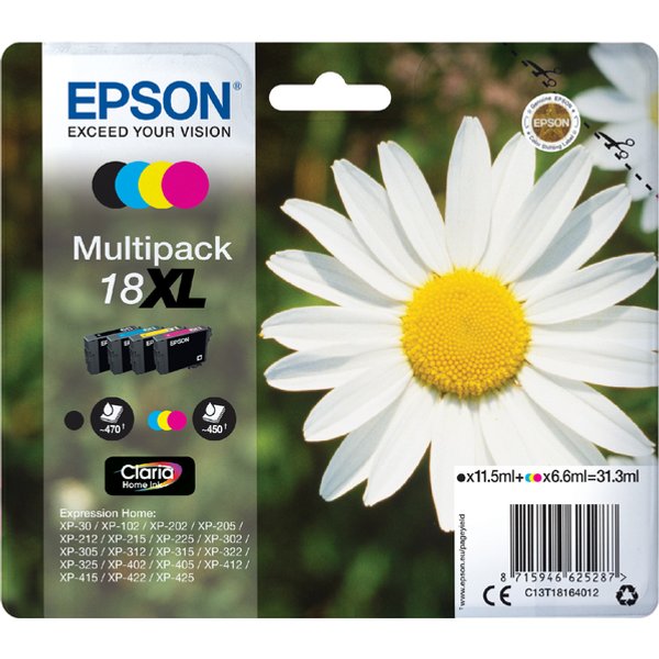 Inktcartridge Epson 18XL T1816 zwart + 3 kleuren