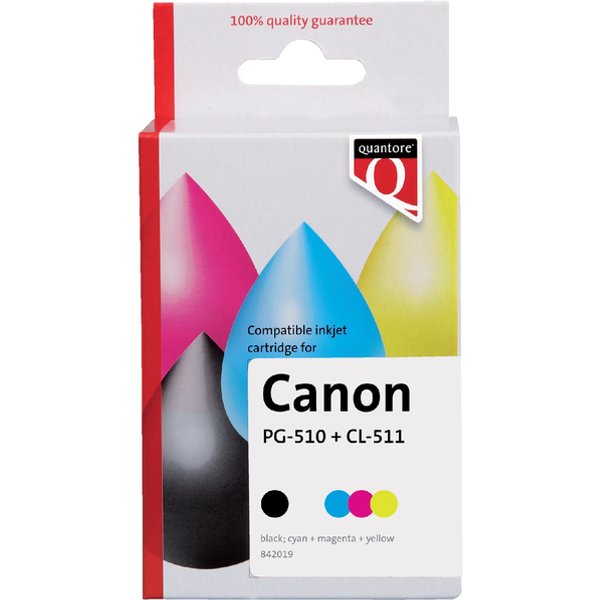 Inktcartridge Quantore alternatief tbv Canon PG-510 CL-511 zwart + 3 kleuren
