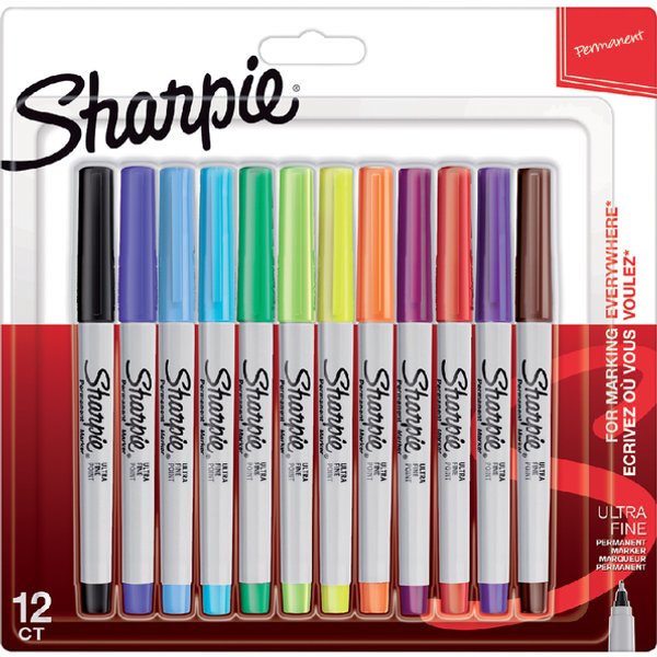 Viltstift Sharpie rond ultra fine fun assorti blister à 12 stuks