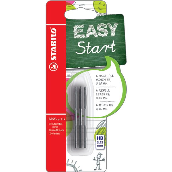 Potloodstift STABILO Easyergo refills HB 3.15mm blister à 6 stuks