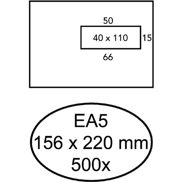 Envelop Quantore 156x220mm venster 4x11cm rechts zelfklevend 500 stuks