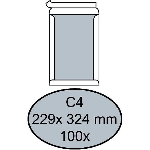 Envelop Quantore bordrug C4 229x324mm zelfklevend wit 100 stuks