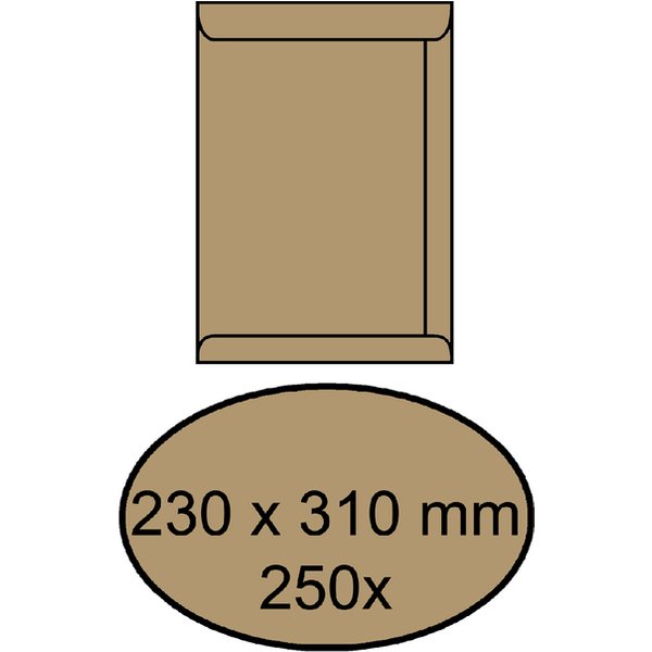 Envelop IEZZY akte 230x310mm zelfklevend 90gr bruin 250 stuks
