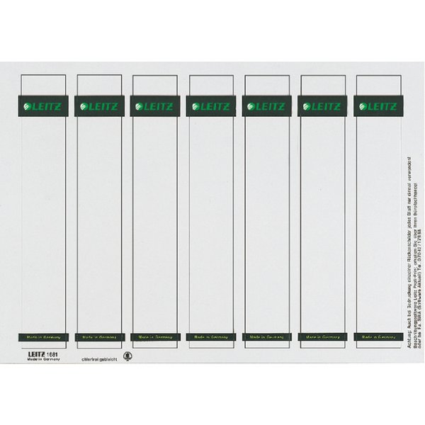 Rug-insteekkaart Leitz smal/kort 31x190mm wit 175 stuks