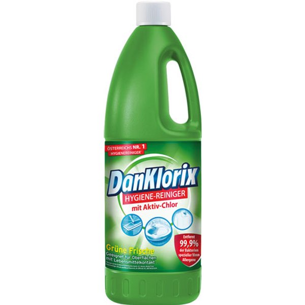 DanKlorix Hygiene-Reiniger Grüne Frische, entfernt 99,9 % Bakterien, 1.5 Liter