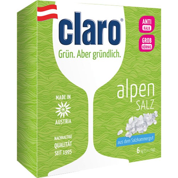 Claro ÖKO Alpensalz, Regeneriersalz (anwenderfreundlich unterverpackt in 3 x 2 kg)