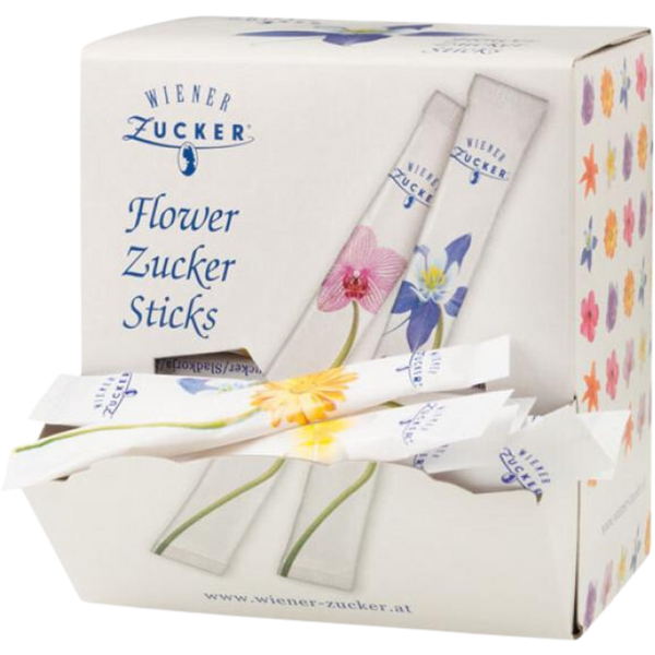Wiener Zucker Flower Zuckersticks, 125 Sticks à 4 g, Display-Karton, 500 Gramm