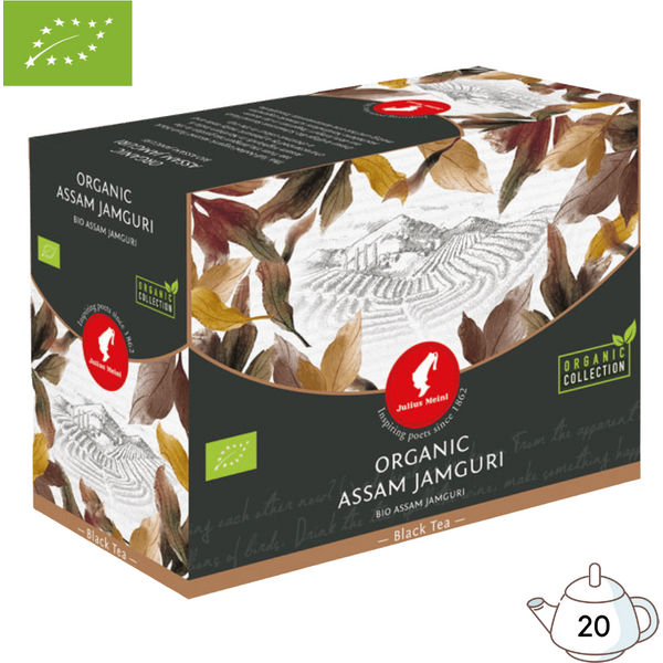 Julius Meinl Tee Bio Assam Jamguri Big Bag (Kannen Teebeutel), Schwarztee, 20 Teebeutel im Kuvert, 80g