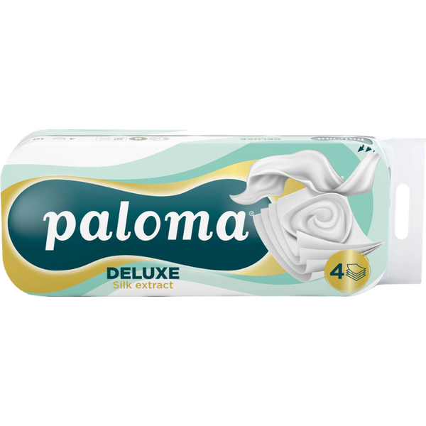 Paloma Toilettenpapier Deluxe Sensitive Silk Extract Balsam, 4-lagig, weiß mit Prägung, dermatologisch getestet, 10 x 125 Blatt