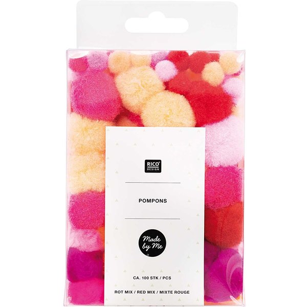 Rico Design Pompons 8Mm 20Mm Ca. 100 StüCk Rot Mix-image