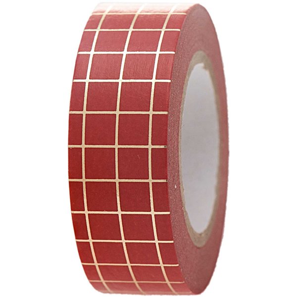 Paper Poetry Tape Kariert Rot-Gold 1,5Cm 10M-image
