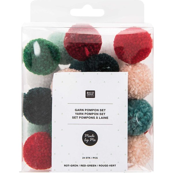 Rico Design Garn Pompons 24 StüCk Rot-GrüN Mix-image