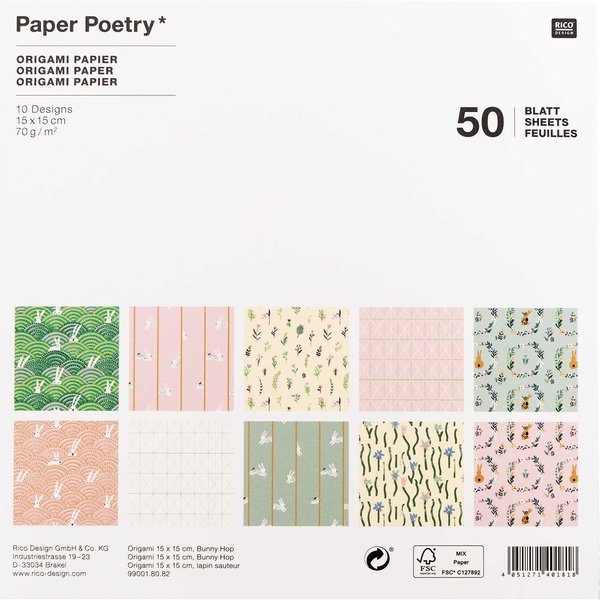 Paper Poetry Origami Bunny Hop 15X15Cm 50 Blatt-image
