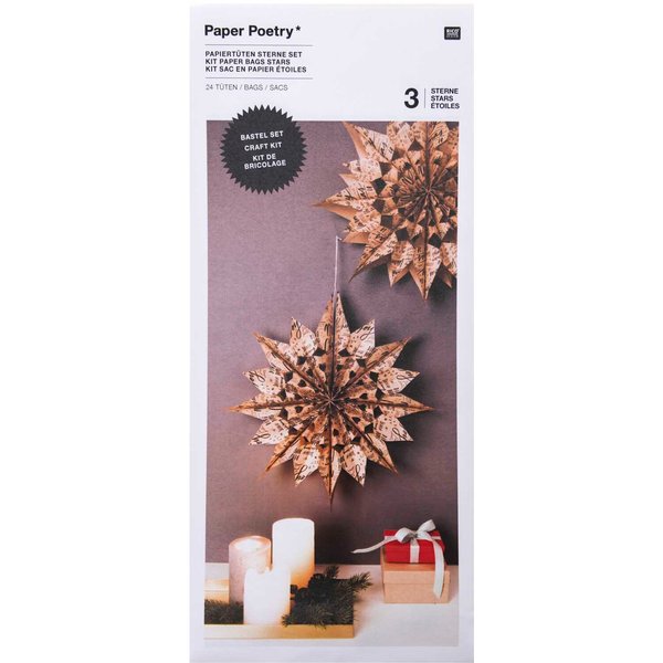 Rico Design Paper Poetry Bastelset PapiertüTen-Sterne Jolly Christmas Groß Braun-image