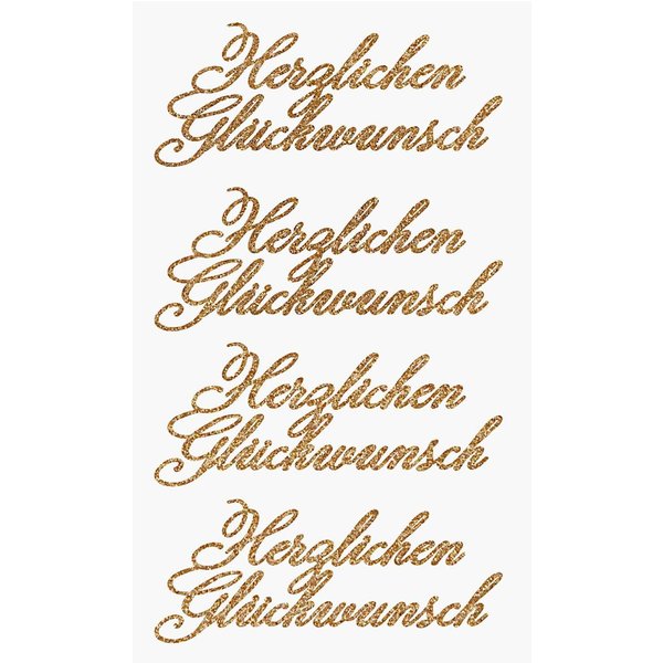 Rico Design Paper Poetry Glittersticker Herzlichen GlüCkwunsch Gold-image
