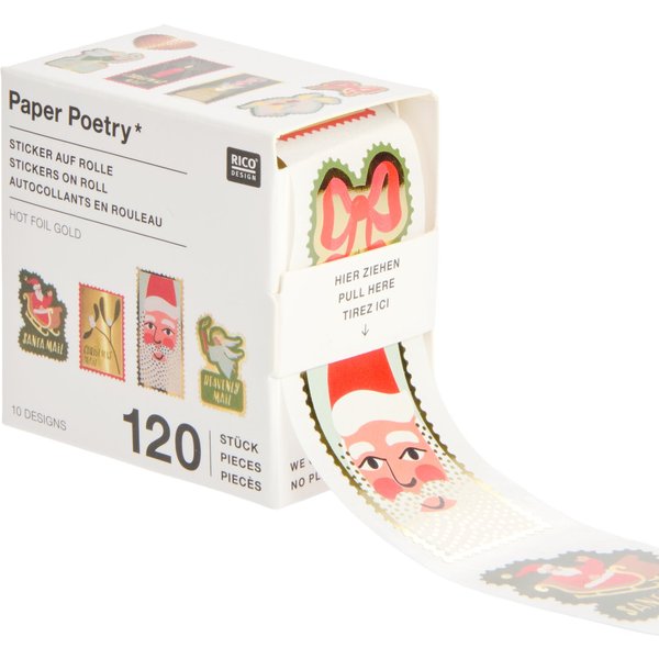 Rico Design Paper Poetry Mini Sticker Auf Rolle Advent Briefmarken-image