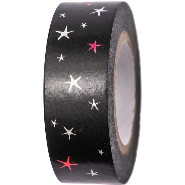Rico Design Paper Poetry Tape Sterne Schwarz 15Mm 10M-image