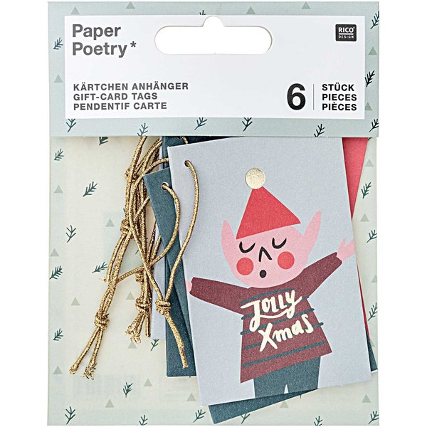Rico Design Paper Poetry KäRtchenanhäNger Jolly Christmas Classic 6 StüCk-image