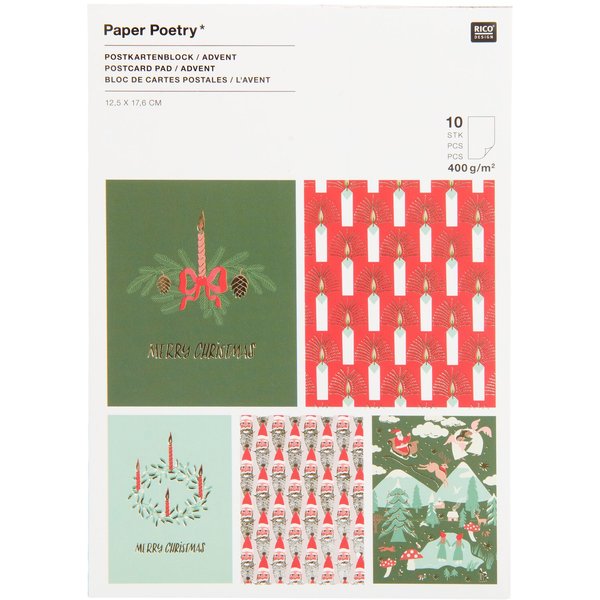 Rico Design Paper Poetry Postkartenblock Advent Advent 10 Karten-image