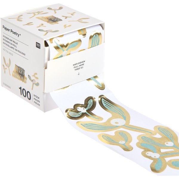 Rico Design Paper Poetry Sticker Auf Rolle Advent Mistelzweige 100 StüCk-image