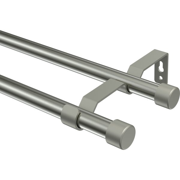 Vorhangstange Edelstahl-Optik / Chrom matt, Metall 16 mm Ø Olymp Lucan, zweiläufig