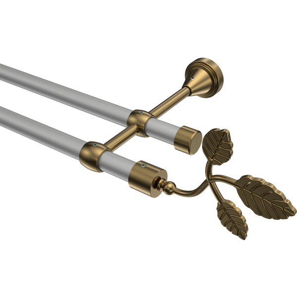 Gardinenstange Silbergrau / Messing Antik, Metall 16 mm Ø Primus Alessia, doppelläufig