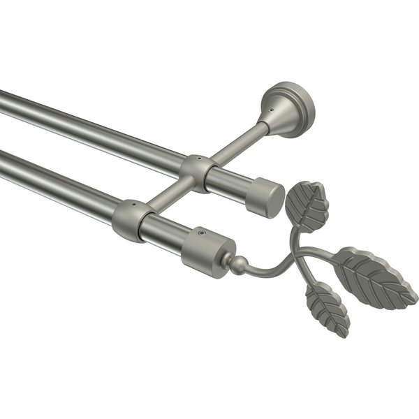 Gardinenstange Edelstahl-Optik / Chrom matt, Metall 16 mm Ø Primus Alessia, zweiläufig