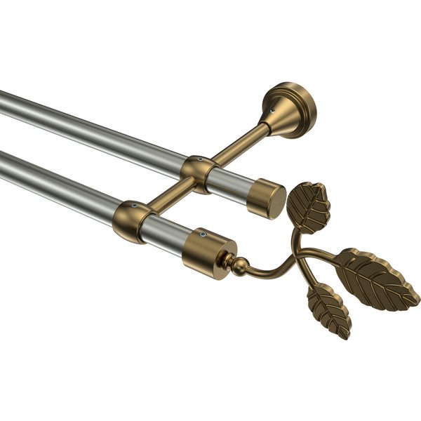 Vorhangstange Edelstahl-Optik / Messing Antik, Metall 16 mm Ø Primus Alessia, doppelläufig