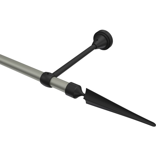 Gardinenstange Chrom matt / Schwarz, Metall 16 mm Ø Primus Lorenzo
