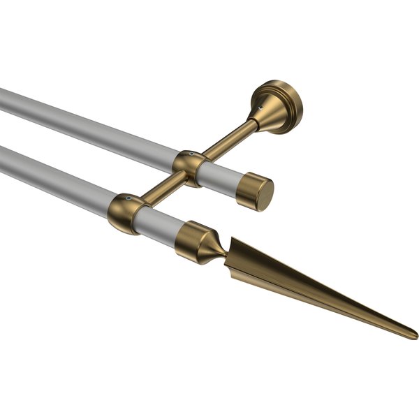 Vorhangstange Silbergrau / Messing Antik, Metall 16 mm Ø Primus Lorenzo, doppelläufig
